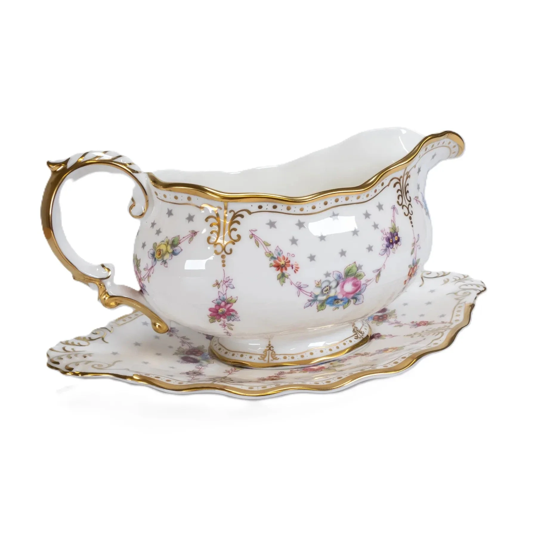 Royal Crown Derby Antoinette Gravy Boat & Stand - Image 4